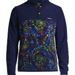 Lands' End  Deep Sea Navy Burst Tie Dye Small 6/8 tool snap fleece Photo 0