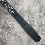 Western Edgy Black Leather Fleur De Lis Crystal Stud Silver Tone Hardware Belt Photo 5