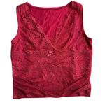 Cider  Women's Size S Lace Tank Top Burgundy Red Plunge Neck‎ Y2K Euro Crop Photo 2