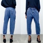 ZARA  high rise paperbag tapered elastic waistband jeans 4 Photo 1