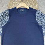 Adrianna Papell  Sweater Blouse 3/4 Balloon Sleeve Floral Ruffle Neck in Navy S Photo 1