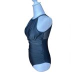 Tempt Me  Black One Piece Swimsuit High Neck Plunge Ruched Tummy Control Small Photo 4