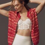 Maeve Anthropologie  Tweed Zipper Sweater Vest  XS $118 NWT Lt Orange Pink Photo 0