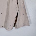 Aleeza Paris Tan Rhinestone Studded Cropped Button Down Shirt Womens S Oversized Photo 1