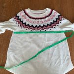 Loft Wool Blend Cream Pink Red Heart Knit Sweater Photo 9