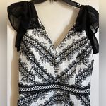 Adelyn Rae New Nola White with Black Embroidered Floral Woven Frill Dress #MBG Photo 6