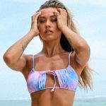 Princess Polly Pink Blue Tie Dye Nylon Tahiti Bikini Top 6 Photo 0