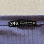 ZARA  Ribbed Lavender Tie Front Long Sleeve Crop Top Women’s Size Large Photo 2
