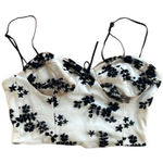 ZARA  Velvet Floral corset crop bustier corset style top medium tan and black Photo 0