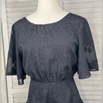 Honey Belle Black Embroidered Floral Mini Dress Tiered Hem-Small Photo 1