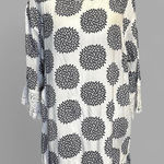 Top It Off White & Navy Blue Boho Tunic Dress Women’s Size Large – Crochet Trim Black Photo 0