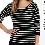 Alice + Olivia Ottoman Linen Blend Striped Sweater Black/White Round Neck Size XS Photo 1