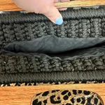 Black Crochet Clutch with Wooden Handle Photo 1