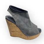 Stuart Weitzman Slingback Cork Platform Tall Wedge Sandal Gunmetal Grey 6M Photo 0