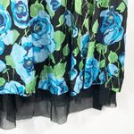 Free People Size 8 Dress Blue Roses Black Green Silk Lined Netted Ribbon Belt 555 Photo 4