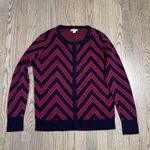 Merona  Women's Cardigan Sweater L Navy Purple Red Chevron Button Down Cotton Photo 0