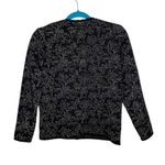 Vintage Angelli Zephyr Wool Black & Silver Floral Knit Cardigan Photo 9