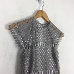 Saylor  Silver Illusion Netted Sequin Sheath Dress Small Cocktail Party Fairy Photo 7