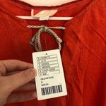 Anthropologie NEW NWT ANTHRO Orange Red V-Neck Lace Up Linen Cotton 3/4 Sleeve S Photo 4