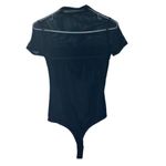 NWT REORIA Women’s Sheer Mesh Ruched Bodysuit – Medium Black Photo 5