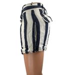 Frame 100% Linen Navy White Striped High Waisted Belted Mini Wide Leg Shorts 0 Photo 1
