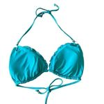 Vitamin A Turquoise Polka Dot Ruffle Triangle Shape Spaghetti Straps Womens SZ S Photo 2