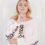 Anna Scholz Blouses Sz 18 Off Shoulder Shirred Embroidered Feminine Casual Black Photo 0