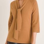 Chico's  English Toffee Brown Luxe Tie Neck Pullover Removable Neck Scarf Sweater Photo 0