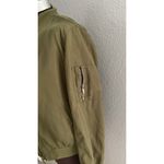 Army Green Satin Bomber Jacket Womens Size Medium Trucker Photo 2