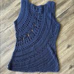 Fresh Produce Pure Handknit for | Deep Blue Crochet Tank Top sz XS/S Photo 3