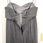 Amsale Gray Flowy Silk Ruched Bust Maxi Dress Size 4 Photo 13