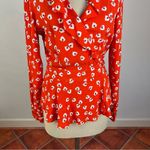 Ganni  Silvery Crepe Wrap Top in Big Apple Red Photo 4