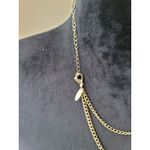 NY Women's Gold Chain Necklace Red Stone Pendant With Tassel And Lobster Claw Photo 5