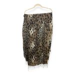 Leopard Print Fringe Scarf in Brown and Black Animal Print Y2K Grunge Cheetah Photo 1
