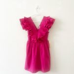 Anthropologie NWT ENTRO kristen v-neck ruffle sleeve mini dress Small PINK‎ Fuschia Photo 3