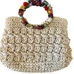 Cappelli Woven Straw Bag With Jeweled Handles Photo 0