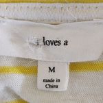 A loves A  Yellow Striped Short Sleeve Tee with Tie Size Medium Linen Striped Tee Photo 5