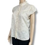 Y2K Roper Womens Button Down Blouse Top Floral Pearl Snap Button Cream Medium Silver Photo 5