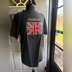 Reebok Vintage 80/90s Reebox UK leather logo flag black t-shirt, size large Photo 1
