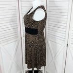 R & M Richards Petite Animal Tiger Print Ruched Waist Jersey Dress Brown Black 16P Photo 1