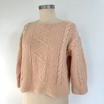 Vintage Peach Cable Knit Boat Neck Sweater Cropped Cozy Chunky Knit 80s 90s Pink Size XS Photo 1