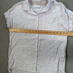 Lola River Button Down Shirt Womens Small Linen Striped Purple/White Beach Tunic Purple Photo 4