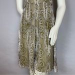 ABS Allen Schwartz A.B.S. Allen Schwartz Silk Dress Halter Deep V-Neck Cut-Out Metallic Thread Sz 8 Photo 5