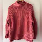 Anthropologie Maeve Pink Chunky Knit Oversized Mock Neck Sweater Photo 0