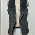 Hallhuber Gray Faux Fur Shearling Vest Short Sleeve Tiered Outerwear Size Med Photo 1