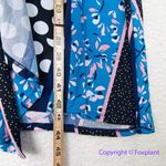 Leota  Wrap mixed print black blue long‎ sleeve faux wrap dress, women size M Photo 6