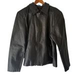 Phase Two Vintage Black Leather Jacket XL Full Zip Classic Moto BIker Grunge Photo 0