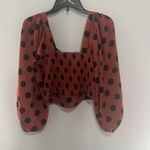 DO+BE  Cropped Long Sleeve Puffy Top Burnt Orange with Black Dots Size Large Photo 3