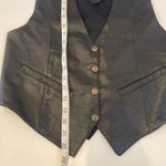 Mona Mode Black Leather Western Snap Closure Vest EUC Sz Sm Vintage Photo 8