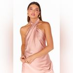 Show Me Your Mumu  Jasmine Halter Midi Dress In Rose Gold Luxe Satin Photo 2